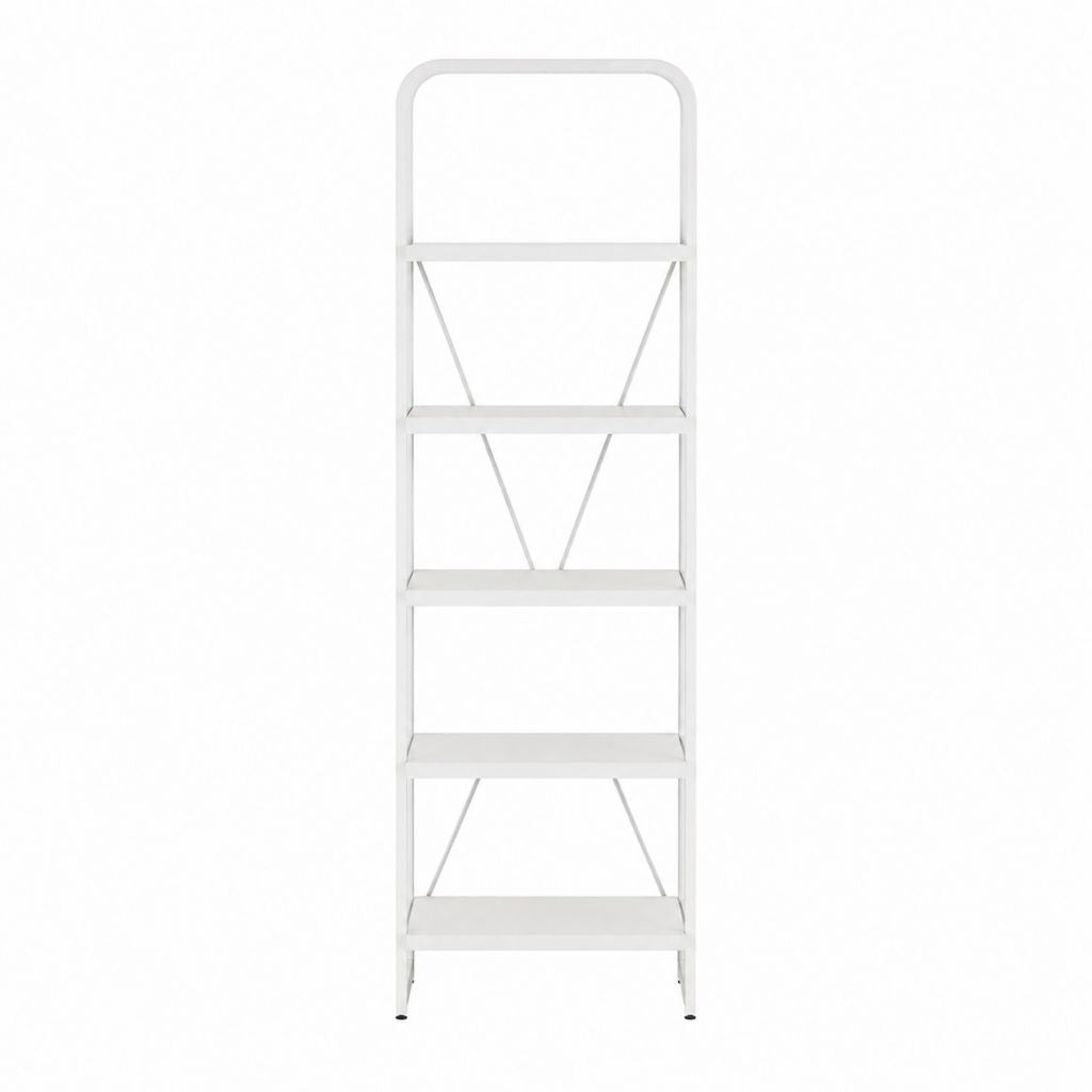 Standregal Weiß aus pulverbeschichtetem Stahl mit 5 Ablagen 50 x 30 x 180 cm