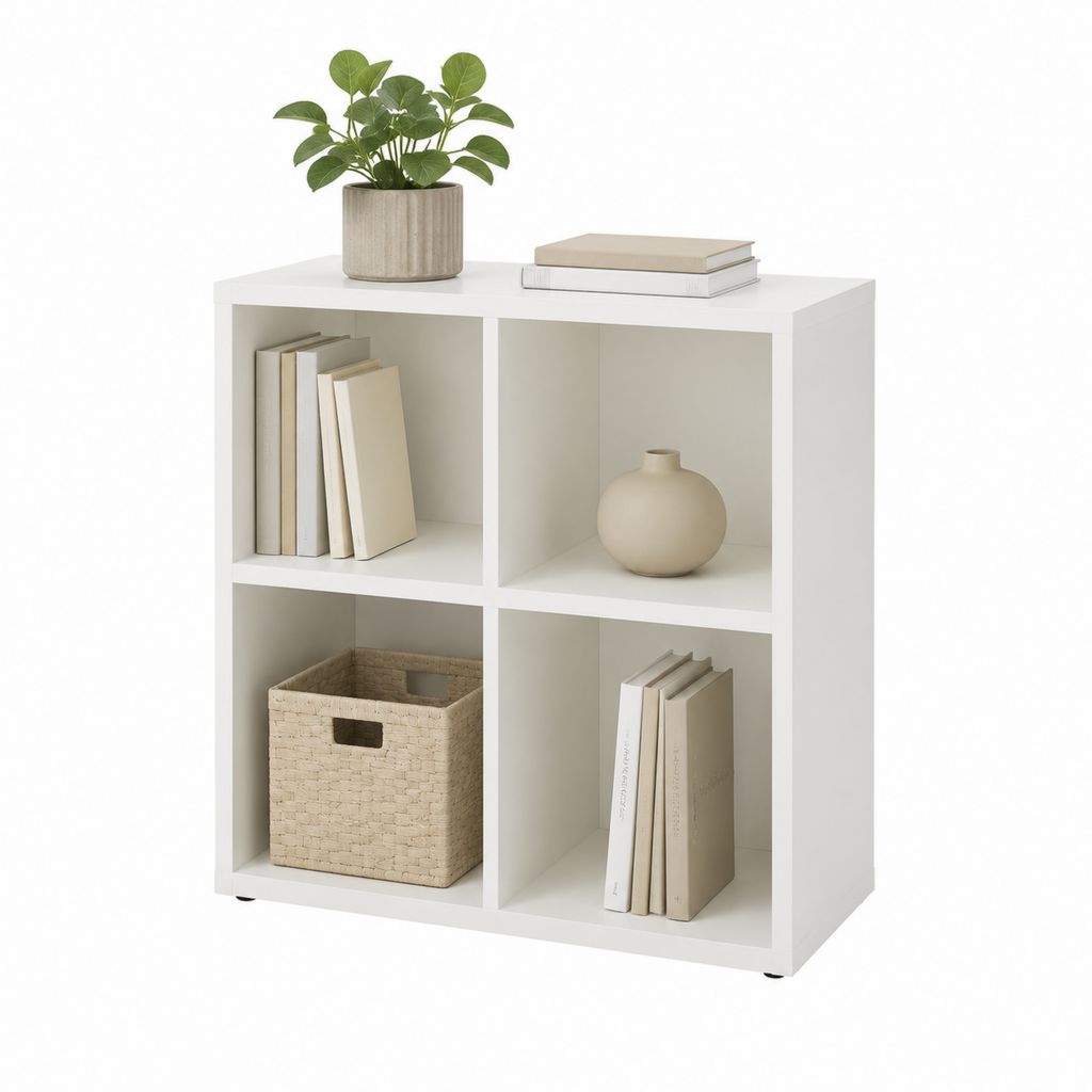 Würfelregal Bücherregal Weiß Spanplatte quadratisch 60 x 60 x 30 cm