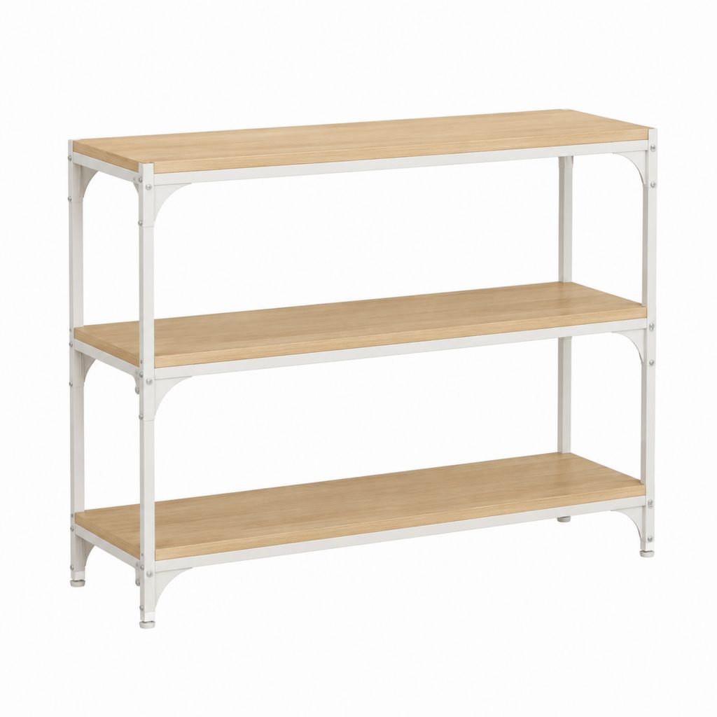 Bücherregal 3 Ebenen Natur Weiß Bambus Stahl 80 x 30 x 90 cm