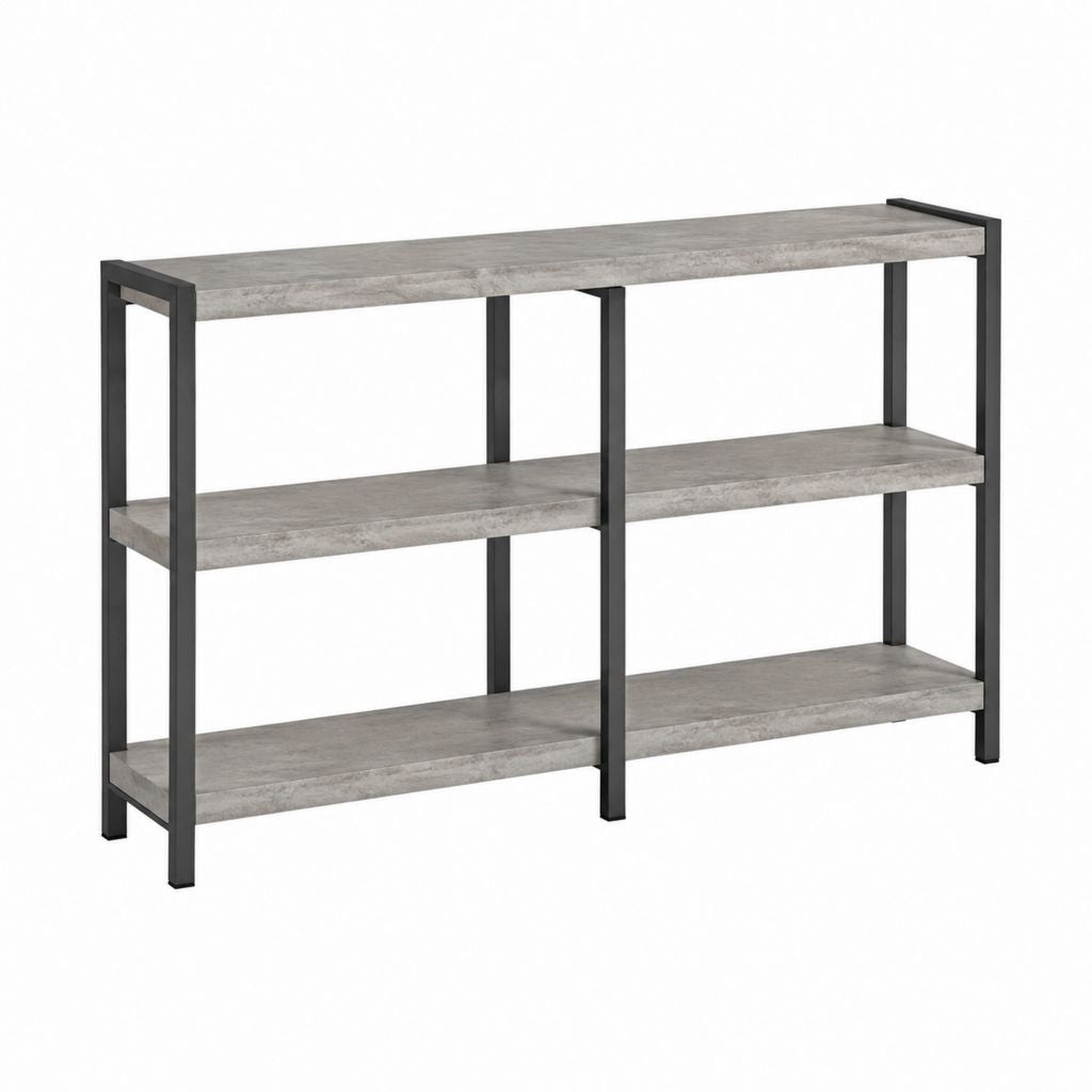 Standregal 3 Ebenen rechteckig Grau Schwarz Spanplatte Stahl 120 x 30 x 90 cm