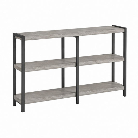 Standregal 3 Ebenen rechteckig Grau Schwarz Spanplatte Stahl 120 x 30 x 90 cm