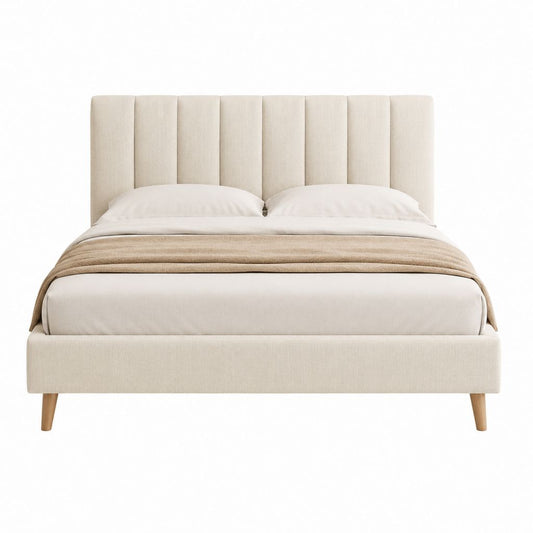 Stauraumbett Doppelbett Beige Polyester rechteckig 160 x 200 cm