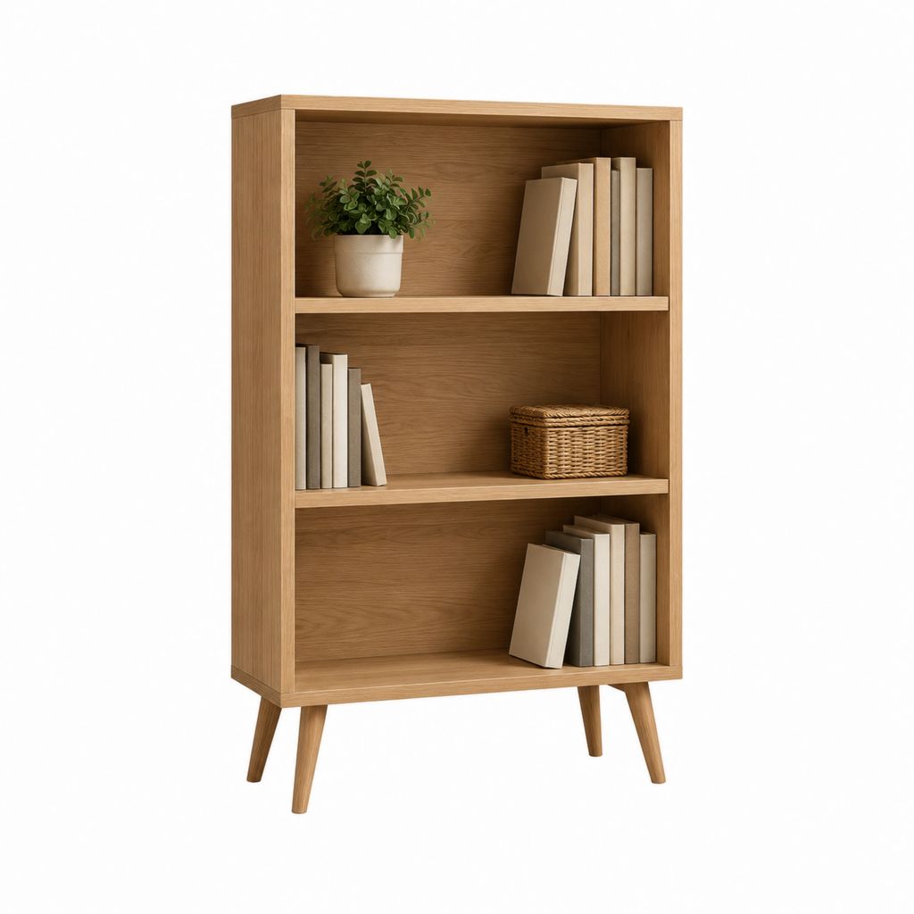 Bücherregal eichefarben aus MDF mit Eichenholzfurnier rechteckig 80 x 30 x 160 cm mit 3 offenen Fächern