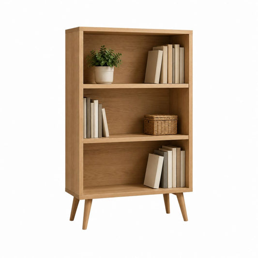 Bücherregal eichefarben aus MDF mit Eichenholzfurnier rechteckig 80 x 30 x 160 cm mit 3 offenen Fächern